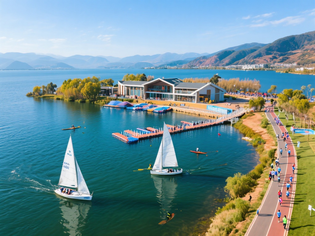 案例：以中国昆明的滇池体育小镇为例，这里依托滇池丰