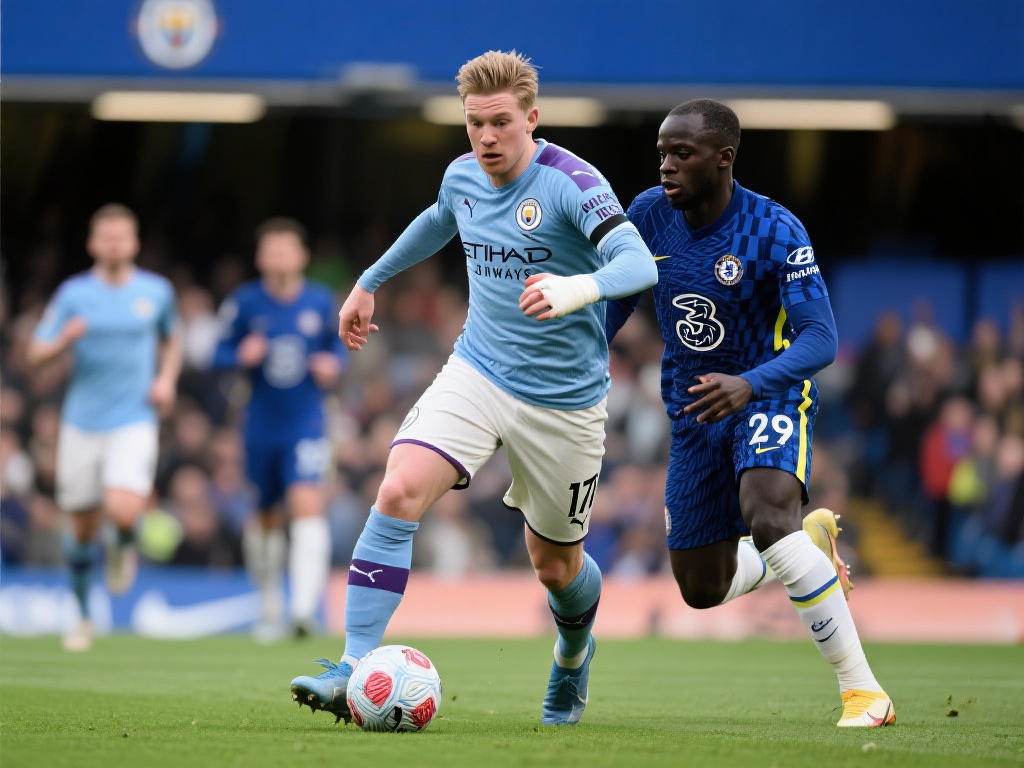 以曼城对阵切尔西的比赛为例，曼城通常以压迫性的高强